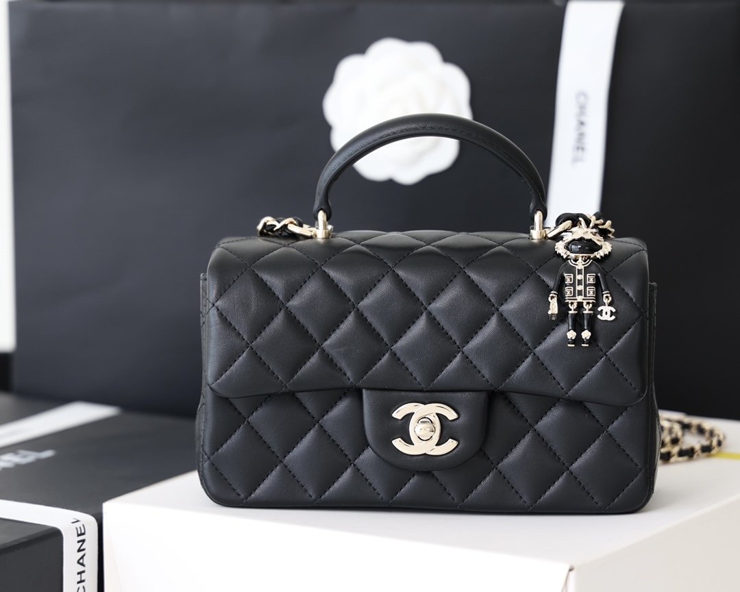 CHL - Mini Flapbag With Top Handle Black For Women 7.8in/20LO