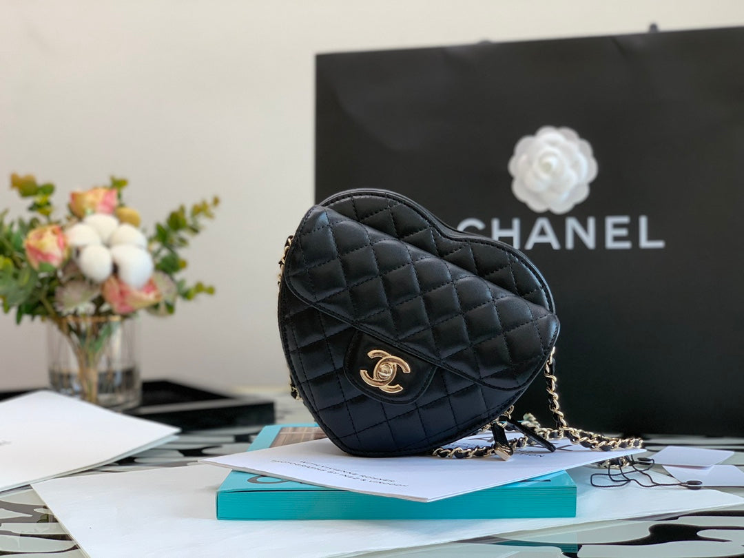 CHL - Mini Heart Bag Black For Women 7in/18LO AS3191 B07958 94305