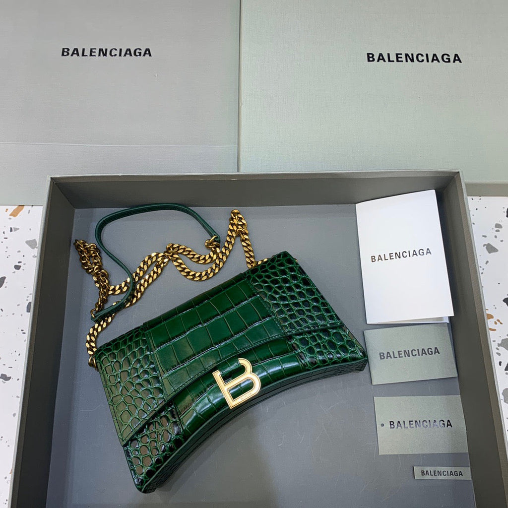 BLN-Ciaga Hourglass Wallet On Chain in Dark Green, For Women,  Bags 9in/23LO