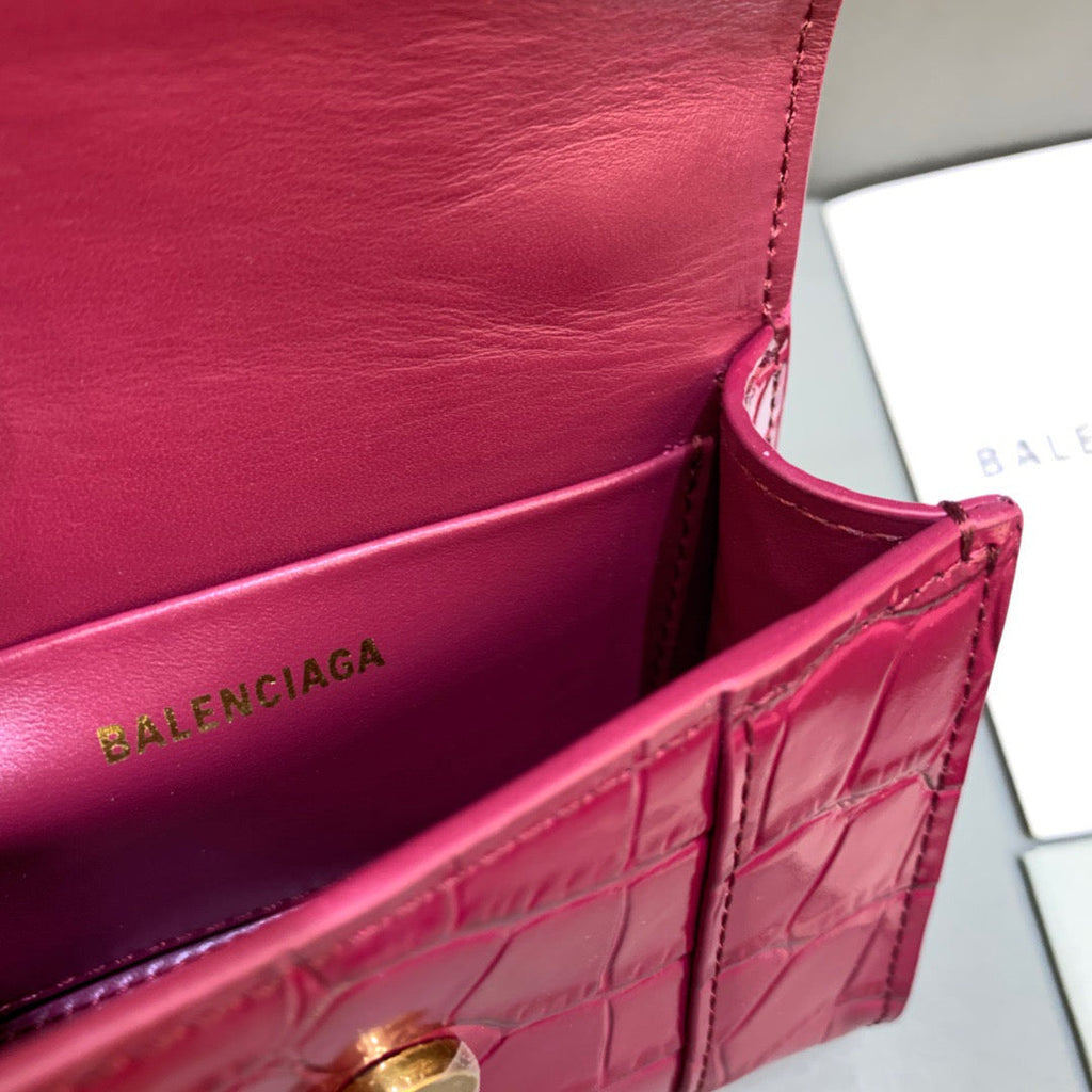BLN-Ciaga Hourglass Mini Handbag With Chain In Dark Red, For Women,  Bags 4.7in/12LO