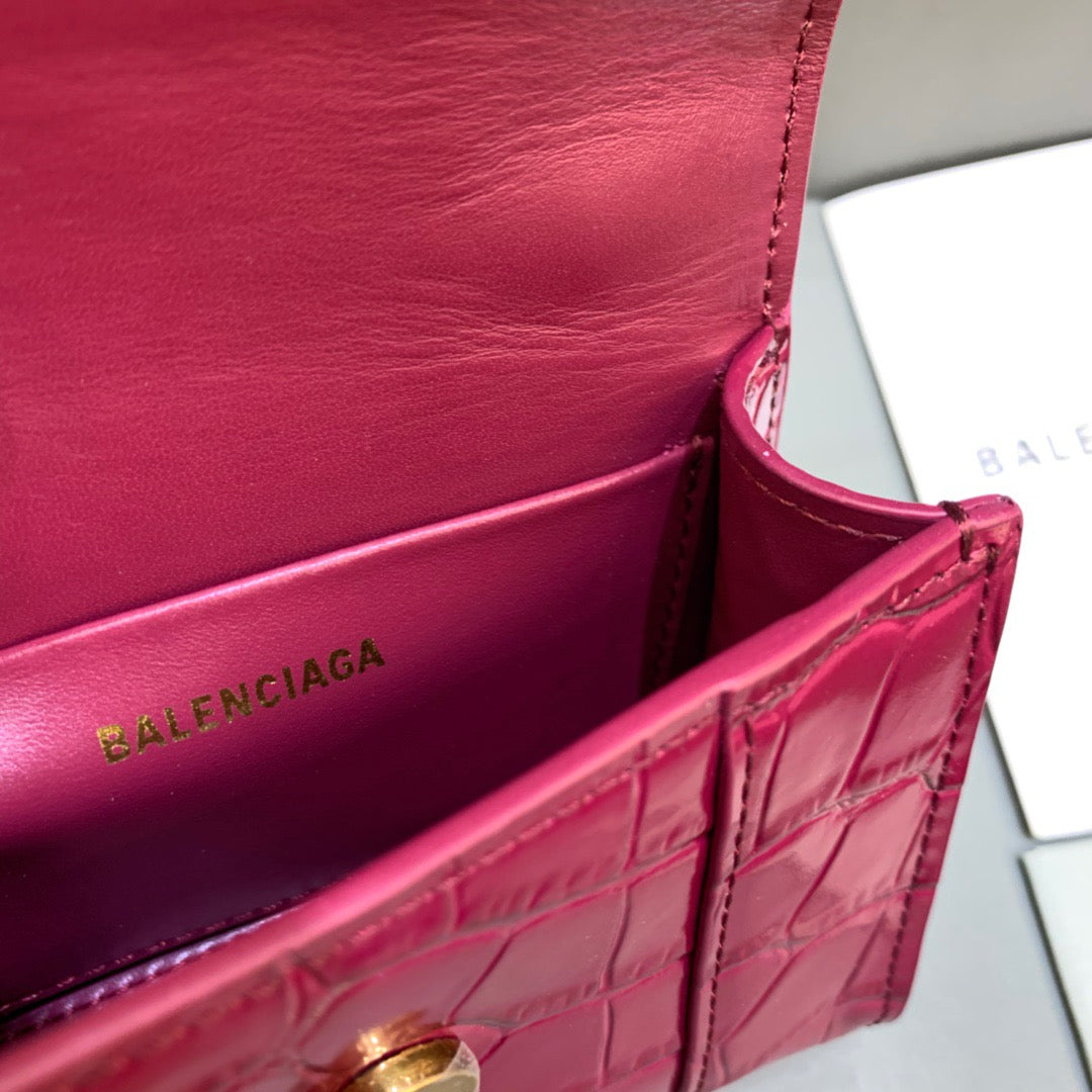 BLN-Ciaga Hourglass Mini Handbag With Chain In Dark Red, For Women,  Bags 4.7in/12LO