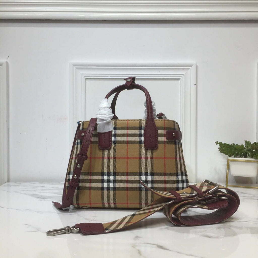 BB Small Banner  Check And Tote Purple For Women, Women’s Bags 10.5in/26LO