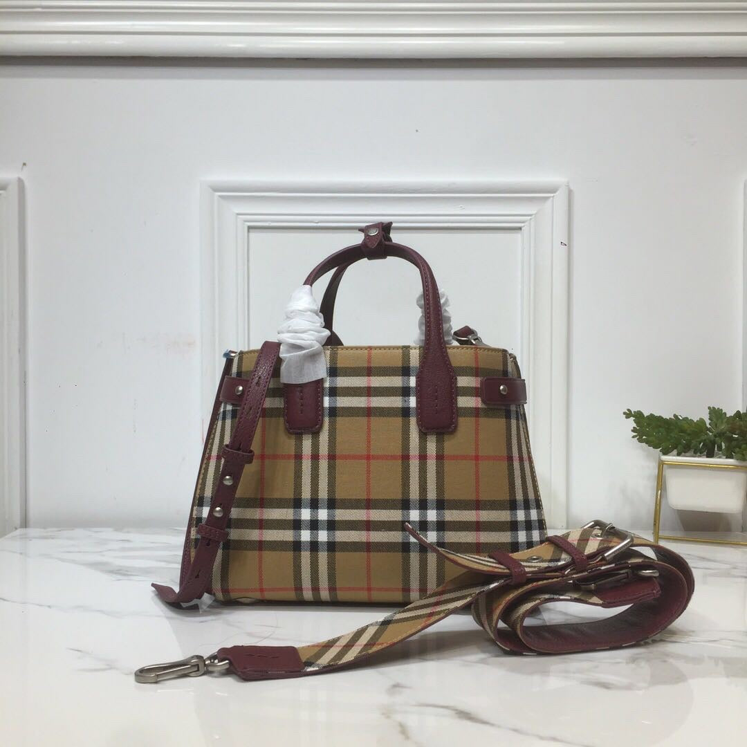 B-Berry - BB  Small Banner  Check And Tote Purple For Women, Women’s Bags 10.5in/26LO