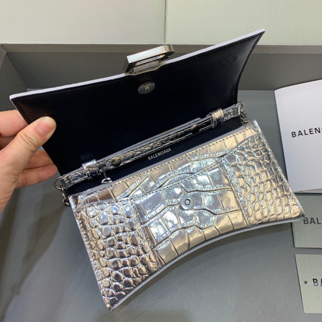 BLN-Ciaga Hourglass Wallet On Chain in SliTLM -, For Women,  Bags 7.6in/19LO 6560501S4CY8110