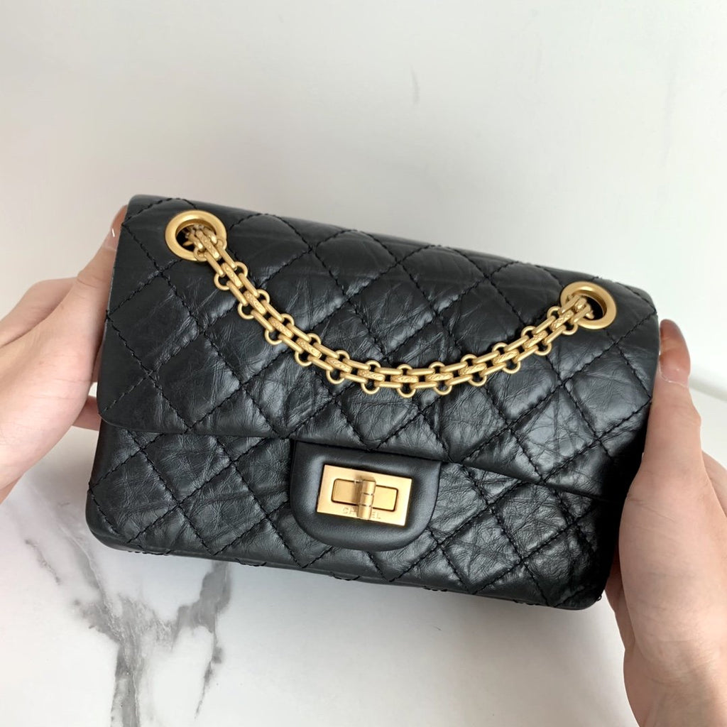 CHL - Mini 2.55 Handbag Black For Women Gold Toned Hardware 7.8in/20LO AS0874 Y04634 94305