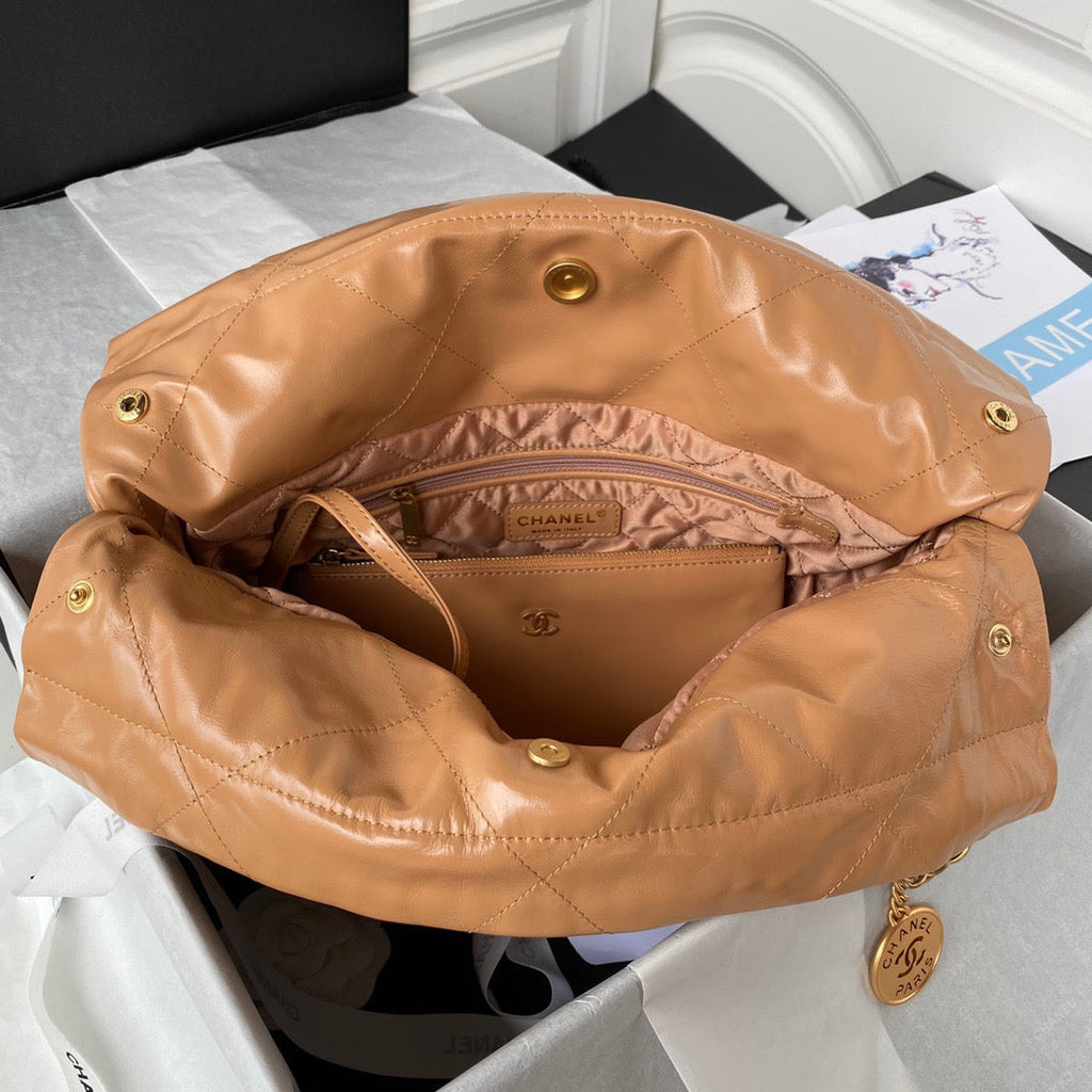 CHL -  22 Handbag Gold Hardware Shiny Camel For Women Handbags, Shoulder Bags 16.5in/38LO AS3261 B08037 NB356