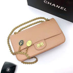 CHL - Maroon Medallion Nude Reissue 2.55 Classic 225 Flap Beige Bag For Women 24LO/9.4in
