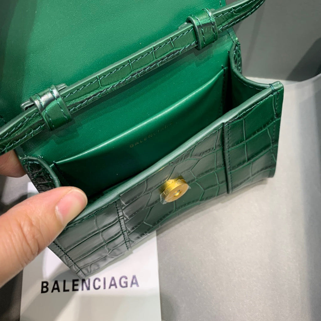 BLN-Ciaga Hourglass Mini Handbag In Green, For Women,  Bags 4.7in/12LO