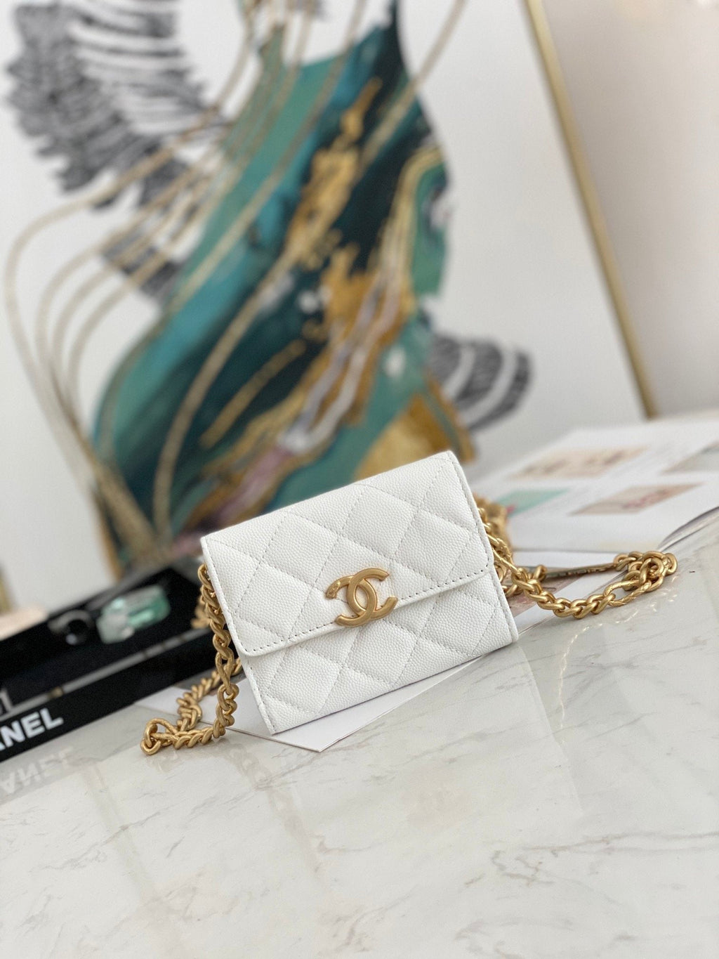 CHL - Mini Flap Bag Gold Toned Hardware White For Women 4.7in/12LO
