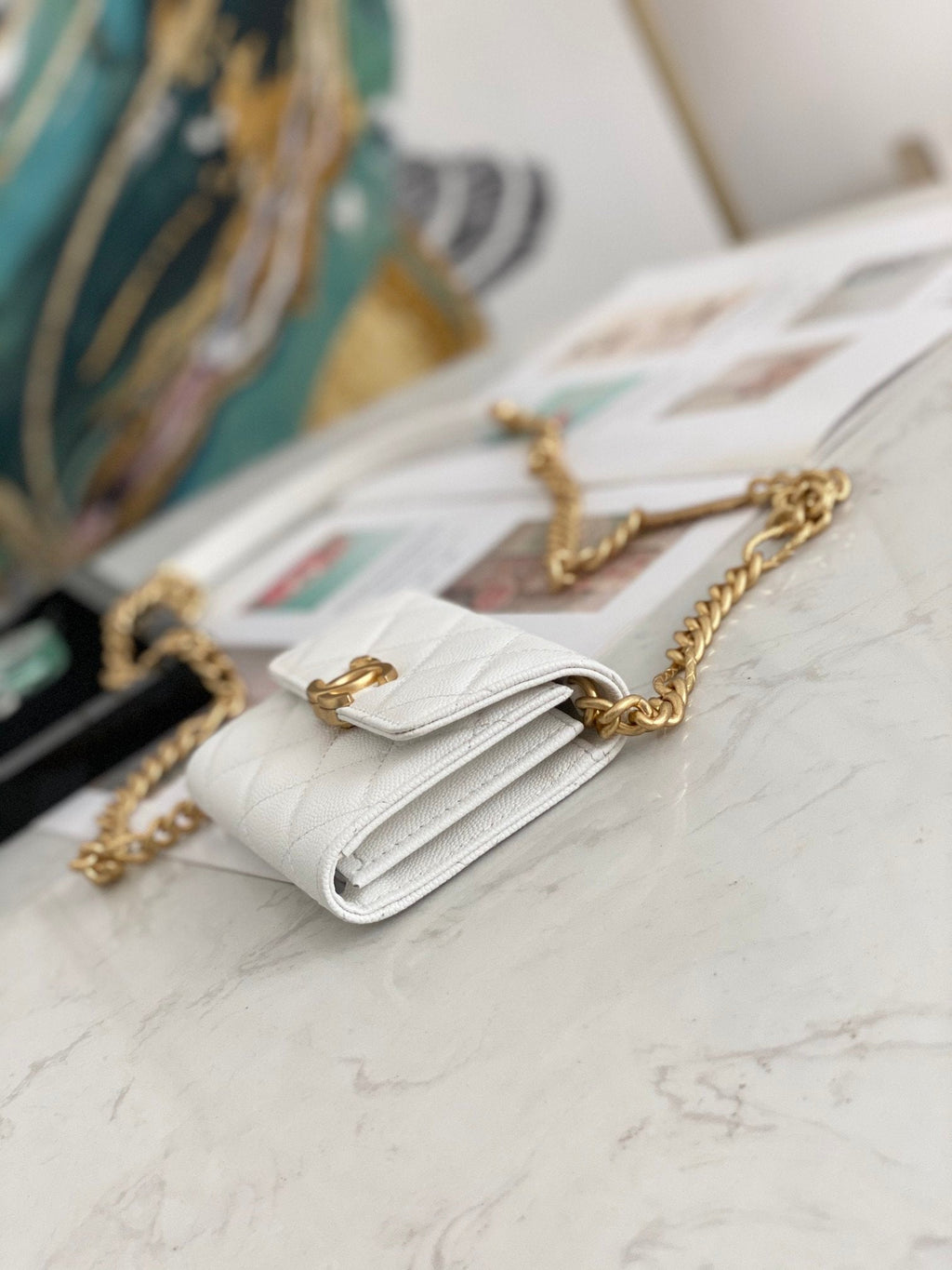 CHL - Mini Flap Bag Gold Toned Hardware White For Women 4.7in/12LO