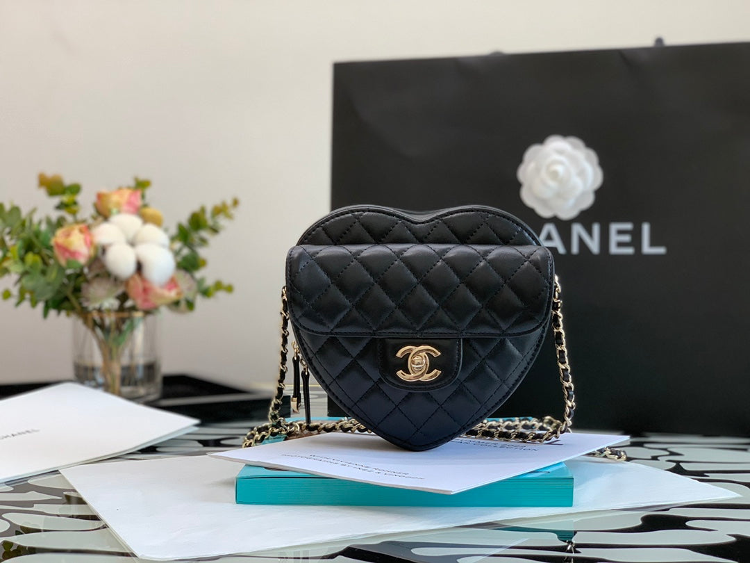 CHL - Mini Heart Bag Black For Women 7in/18LO AS3191 B07958 94305