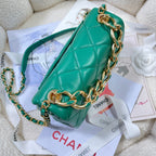CHL -  Flap Bag Gold Hardware Green For Women Handbags, Shoulder Bags 7.9in/20LO AS3366