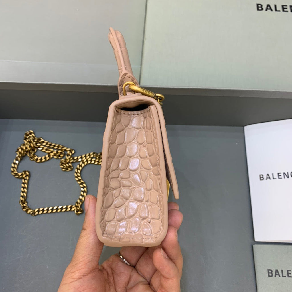 BLN-Ciaga Hourglass Mini Handbag With Chain In Beige, For Women,  Bags 4.7in/12LO