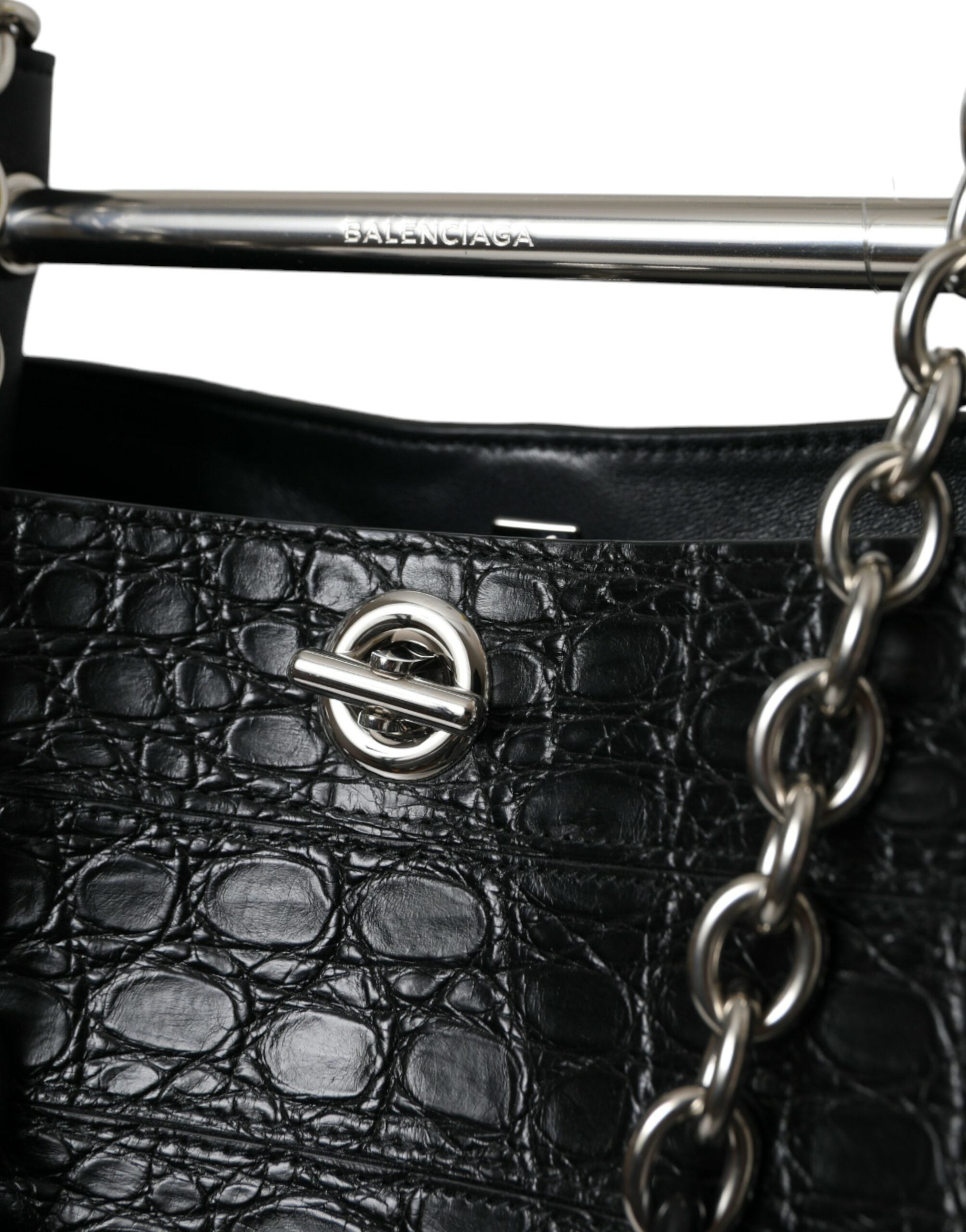 Blnciaga Elegant  Crocodile Leather Maxi Bucket Women's Bag