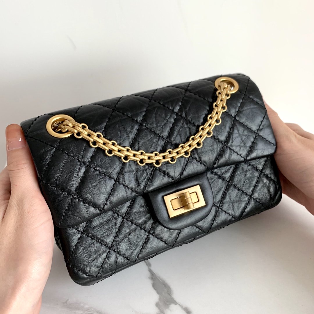 CHL - Mini 2.55 Handbag Black For Women Gold Toned Hardware 7.8in/20LO AS0874 Y04634 94305