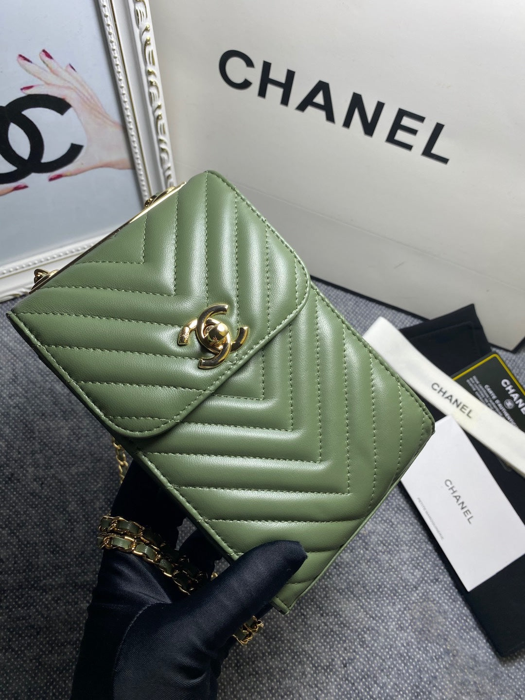 CHL -  Chevron Trendy CHL -  Phone Olive Bag For Women 18LO/7in