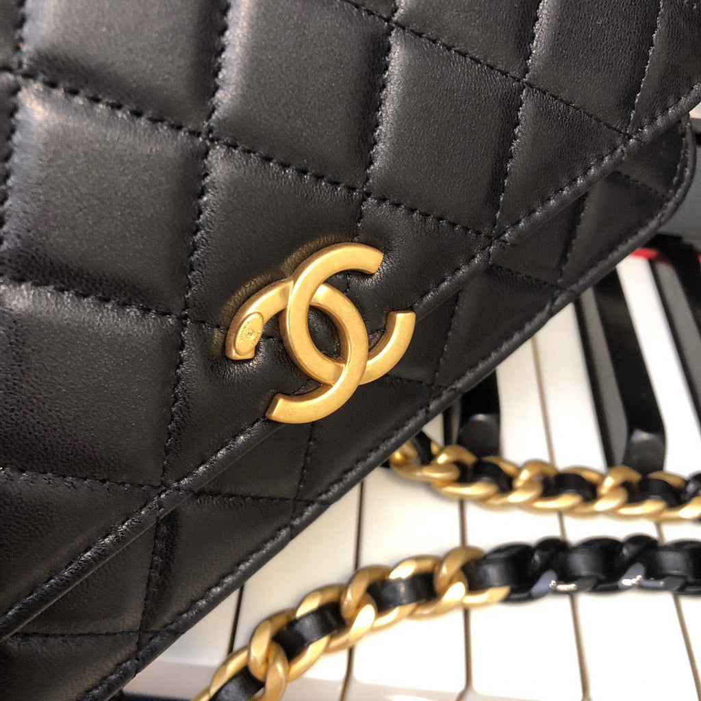 CHL - Original Small Classic Flap Bag Gold Hardware Black For Women Handbags, Shoulder Bags 7.5in/19LO AP33814