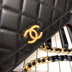CHL - Original Small Classic Flap Bag Gold Hardware Black For Women Handbags, Shoulder Bags 7.5in/19LO AP33814