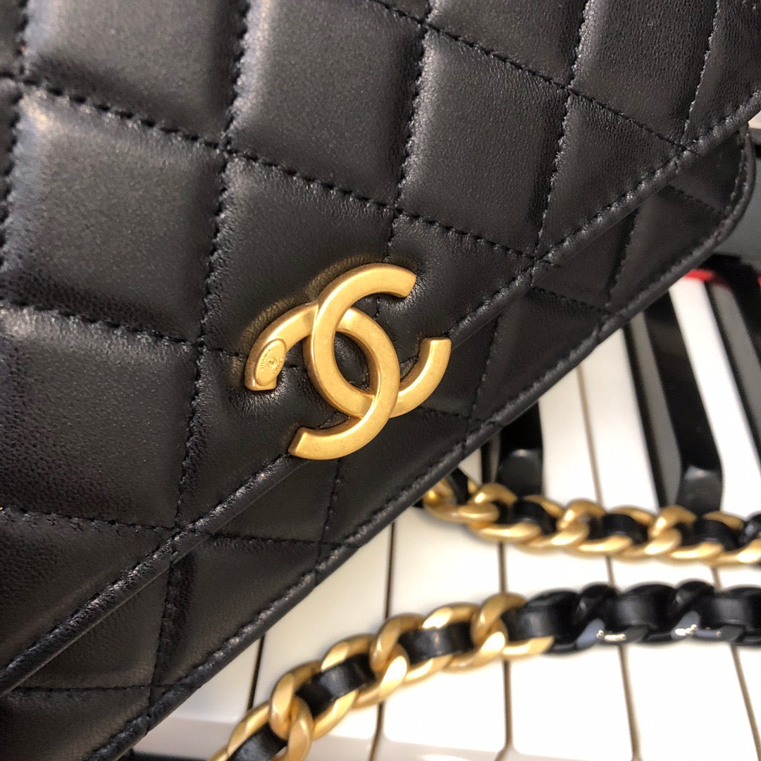 CHL - Original Small Classic Flap Bag Gold Hardware Black For Women Handbags, Shoulder Bags 7.5in/19LO AP33814