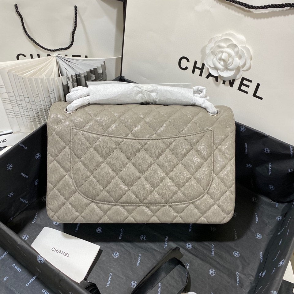 CHL - Large Classic Handbag SilLusso Official - Hardware Grey For Women Handbags, Shoulder Bags 11.8in/30LO