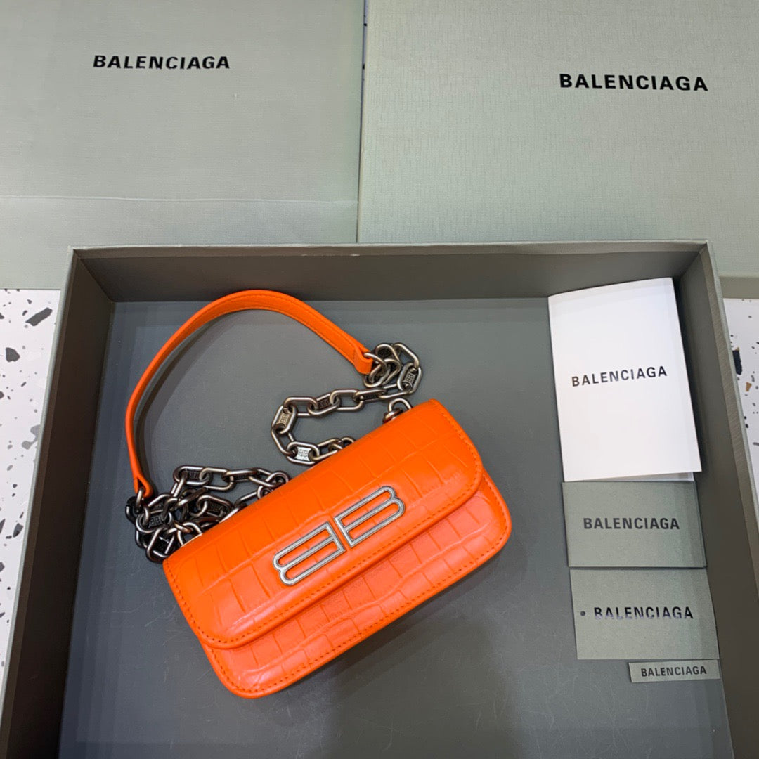 BLN-Ciaga Gossip Small On Chain Shoulder Bag Orange, For Women,  Bags 7.4in/19LO