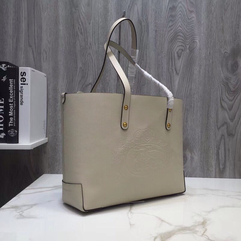 B-Berry - BB  Small Embossed Crest Tote White For Women, Bags 13.8in/35LO