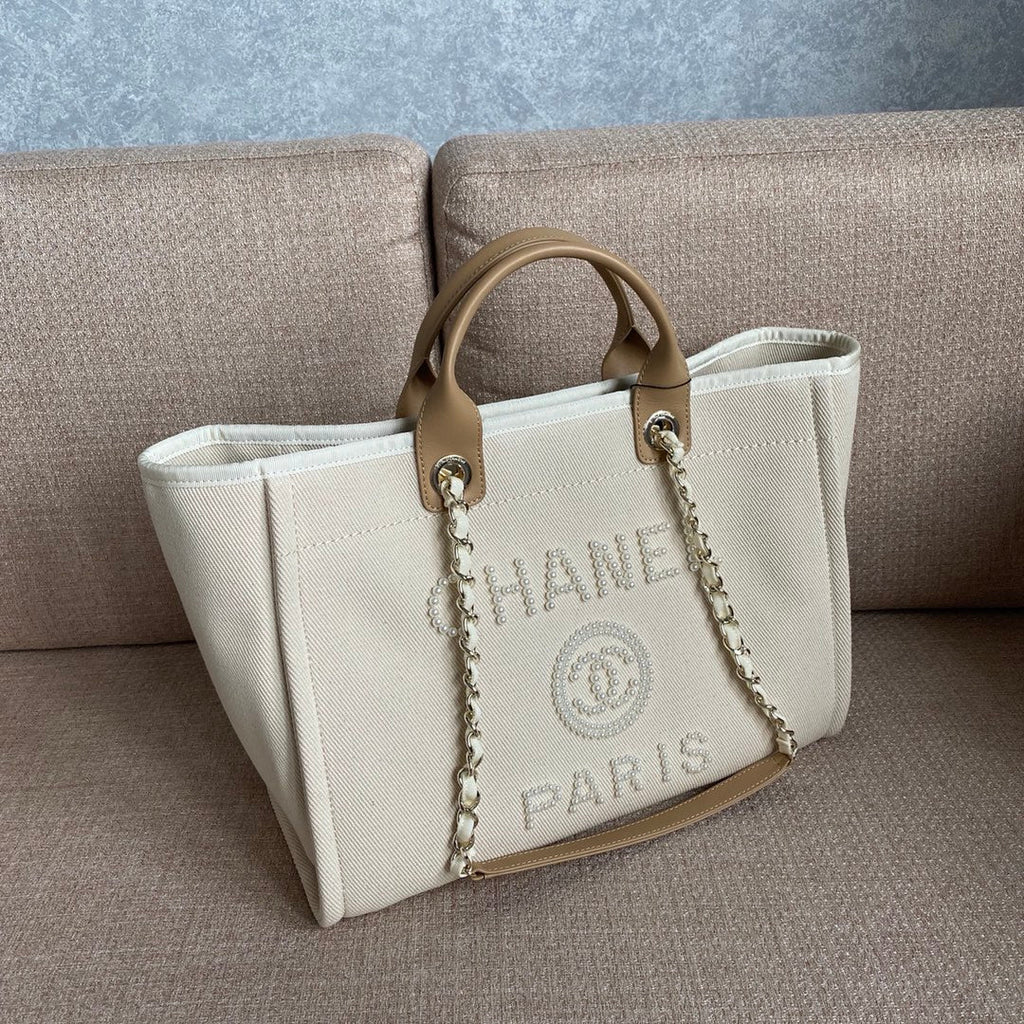 CHL -  Deauville Tote Tweed Bag SuMM - er Collection White For Women 15.7in/40LO