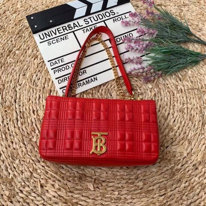 B-Berry - BB  Quilted Medium Lola Bag Monogram Red For Women, Bags 11in/28LO