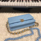 CHL - Original Small Classic Flap Bag Gold Hardware Blue For Women Handbags, Shoulder Bags 7.5in/19LO AP33814