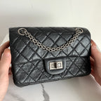 CHL - Mini 2.55 Handbag Black For Women SilLusso Official - Toned Hardware 7.8in/20LO AS0874 Y04634 94305