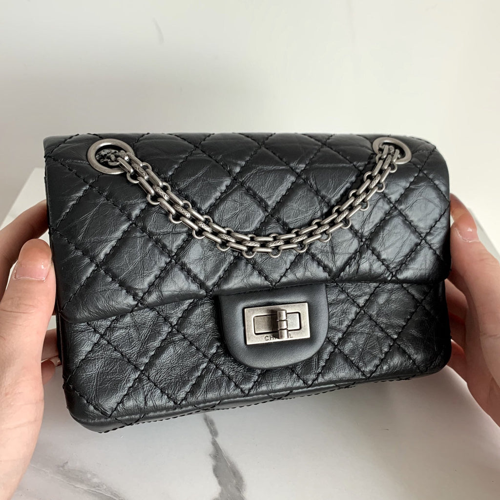 CHL - Mini 2.55 Handbag Black For Women SilLusso Official - Toned Hardware 7.8in/20LO AS0874 Y04634 94305