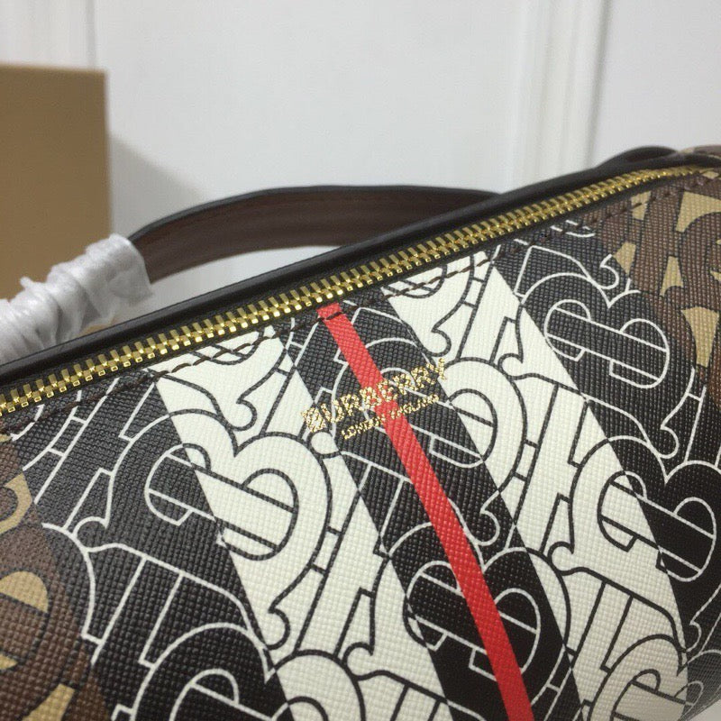 B-Berry - BB  The Monogram Stripe E-canvas Barrel Bag For Women, Bags 8.3in/21LO