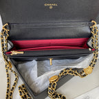 CHL -  Clutch With Chain Gold Hardware Black For Women Handbags, Shoulder Bags 7.1in/18LO AP2860