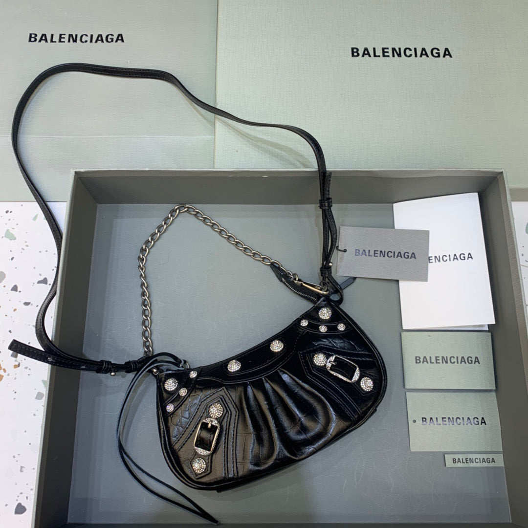 BLN-Ciaga Le Cagole Mini Bag With Chain Black, For Women,  Bags 8.2in/21LO 69581423EJY1000