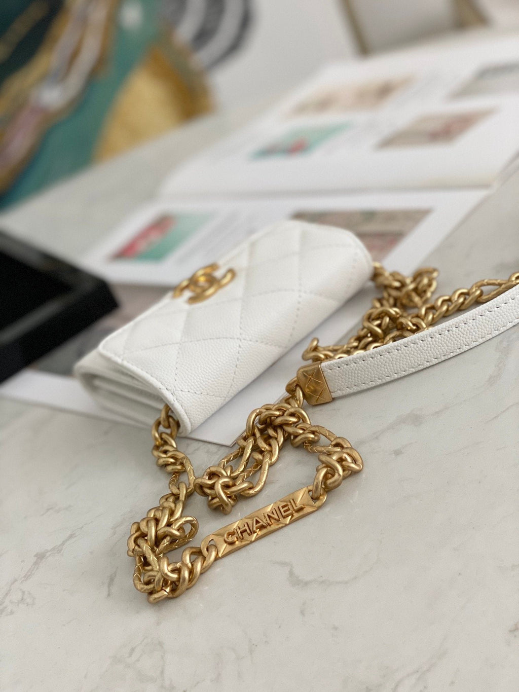 CHL - Mini Flap Bag Gold Toned Hardware White For Women 4.7in/12LO