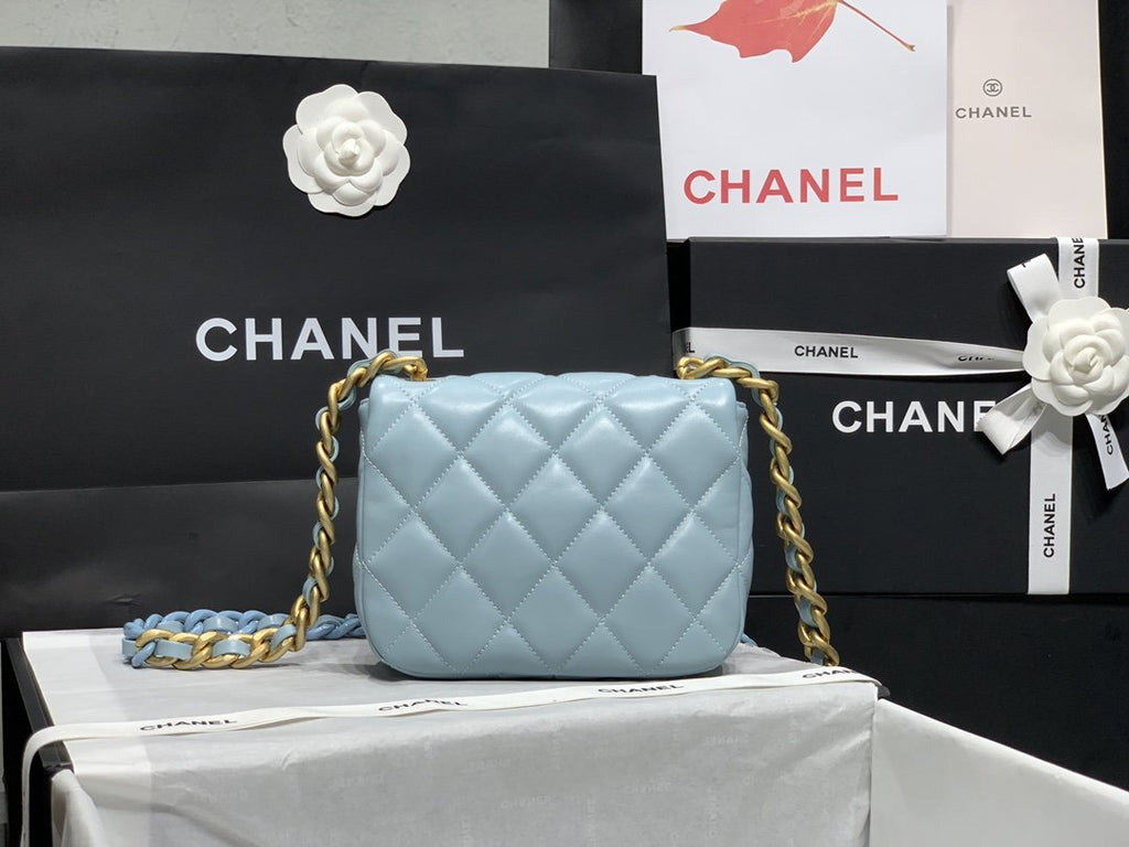 CHL - Mini Flap Bag Gold-Tone Metal Blue Bag For Women 13LO/5in