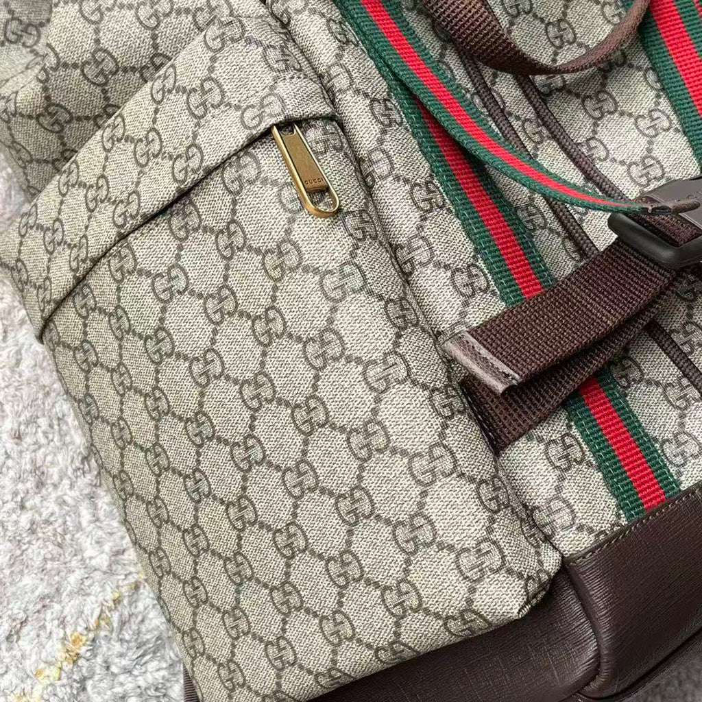 GG Supreme Skateboard Backpack Brown Beige Leather Canvas