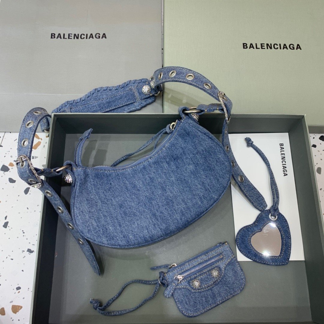 BLN-Ciaga Le Cagole XS Shoulder Bag In Blue Washed, For Women,  Bags 10.2in/26LO