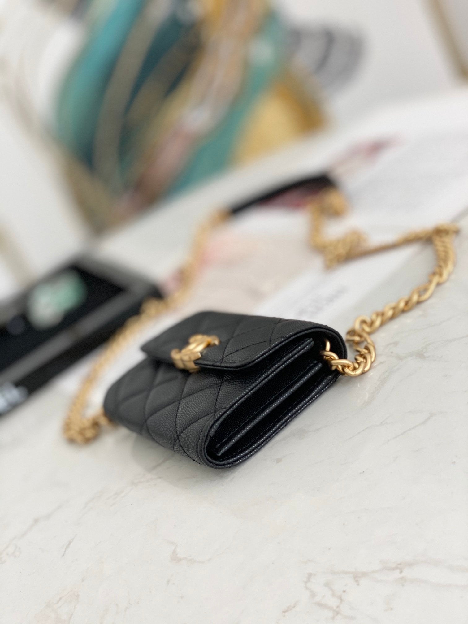 CHL - Mini Flap Bag Gold Toned Hardware Black For Women 4.7in/12LO