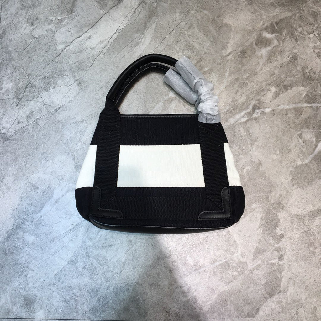 BLN-Ciaga Navy Small Cabas Tote Bag In Black And White, For Women,  Bags 18.5in/47LO