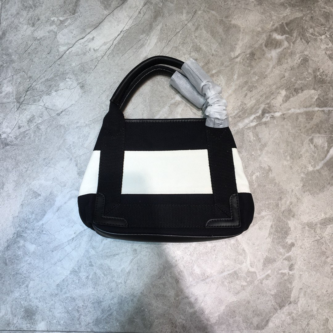 BLN-Ciaga Navy Small Cabas Tote Bag In Black And White, For Women,  Bags 18.5in/47LO