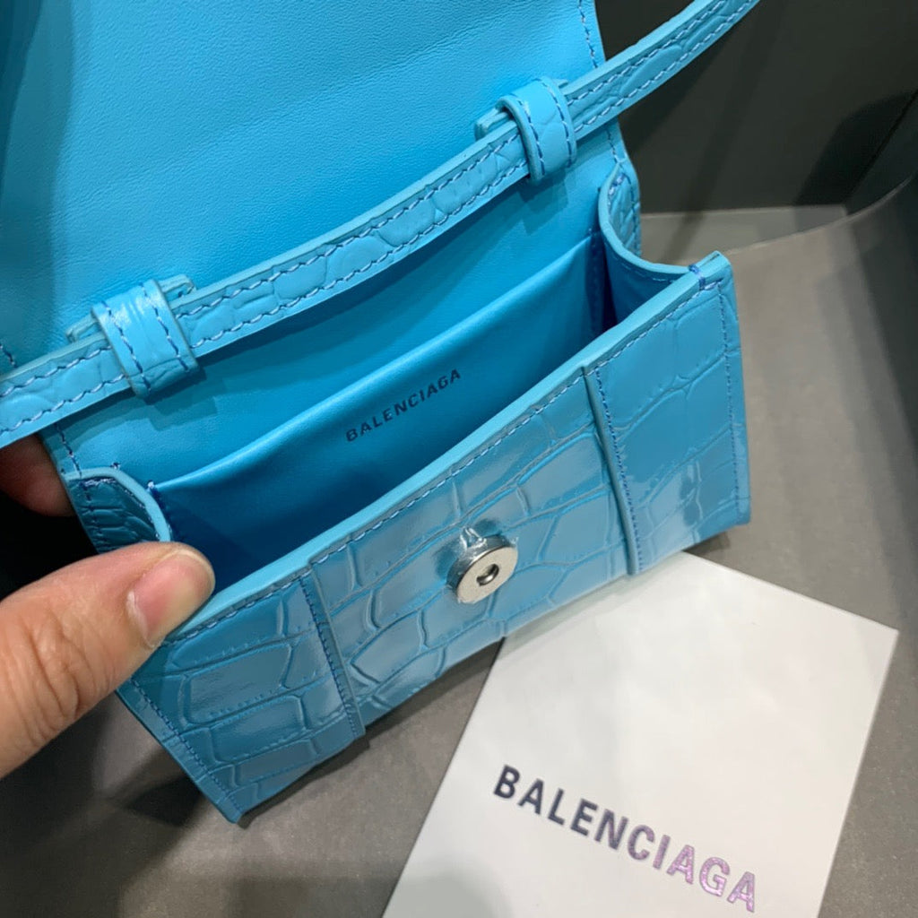 BLN-Ciaga Hourglass Mini Handbag In Blue, For Women,  Bags 4.7in/12LO