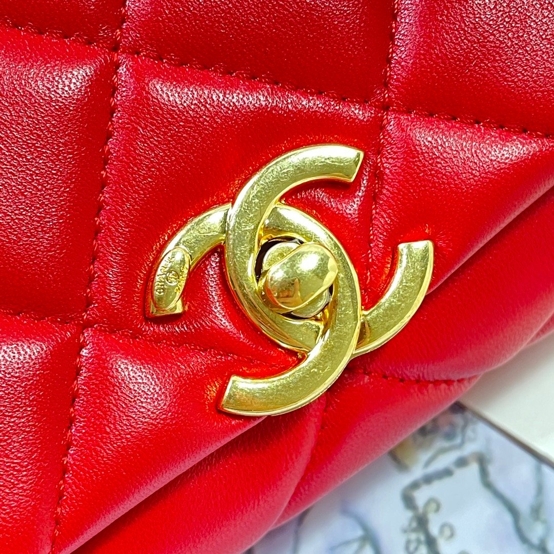 CHL -  Flap Bag Gold Hardware Red For Women Handbags, Shoulder Bags 7.9in/20LO AS3366