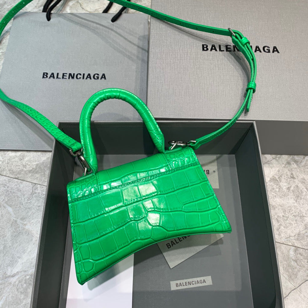 BLN-Ciaga Hourglass XS Handbag In Bright Green, For Women,  Bags 7.4in/19LO