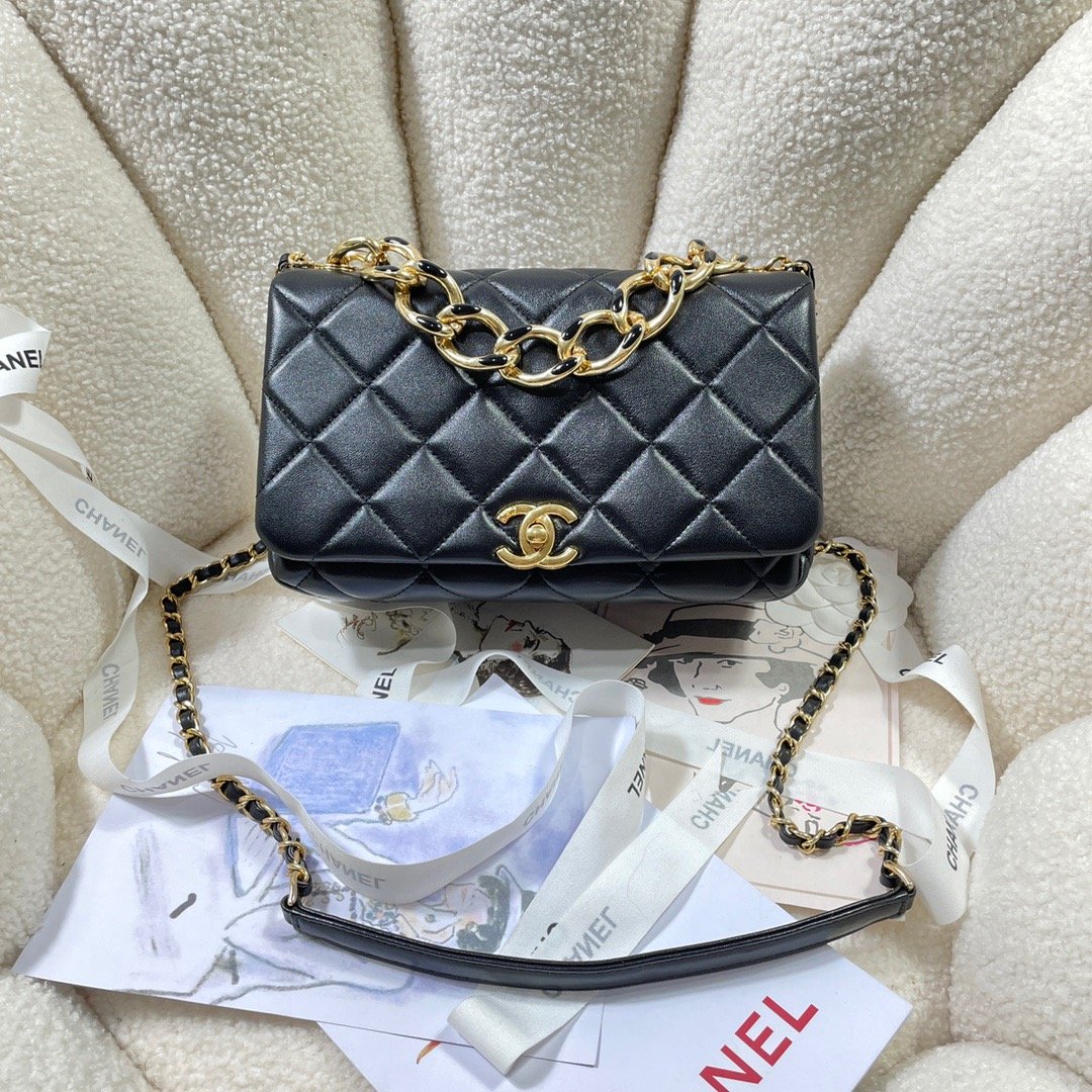 CHL - Large Flap Bag Gold Hardware Black For Women Handbags, Shoulder Bags 9.1in/23LO AS3367