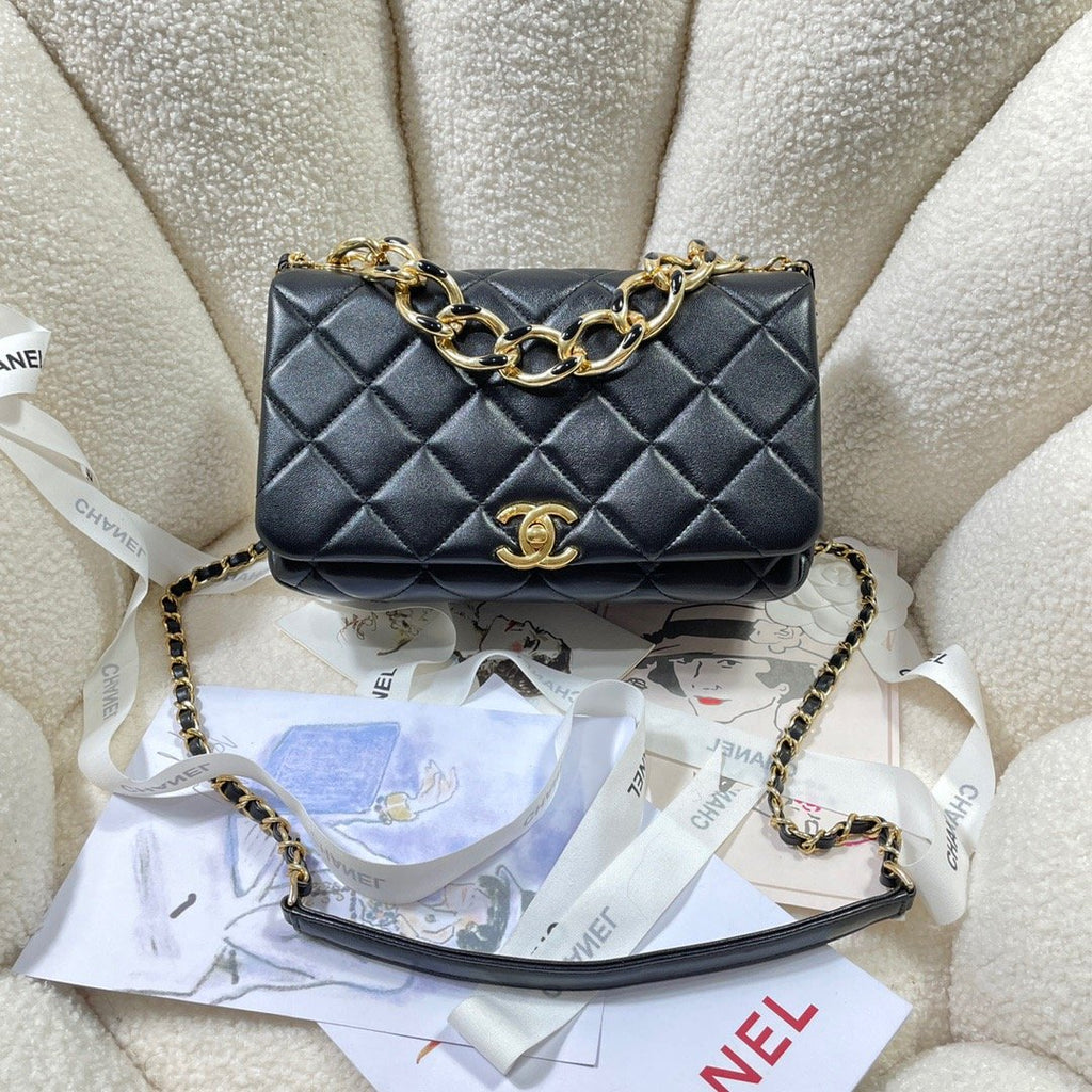 CHL - Large Flap Bag Gold Hardware Black For Women Handbags, Shoulder Bags 9.1in/23LO AS3367