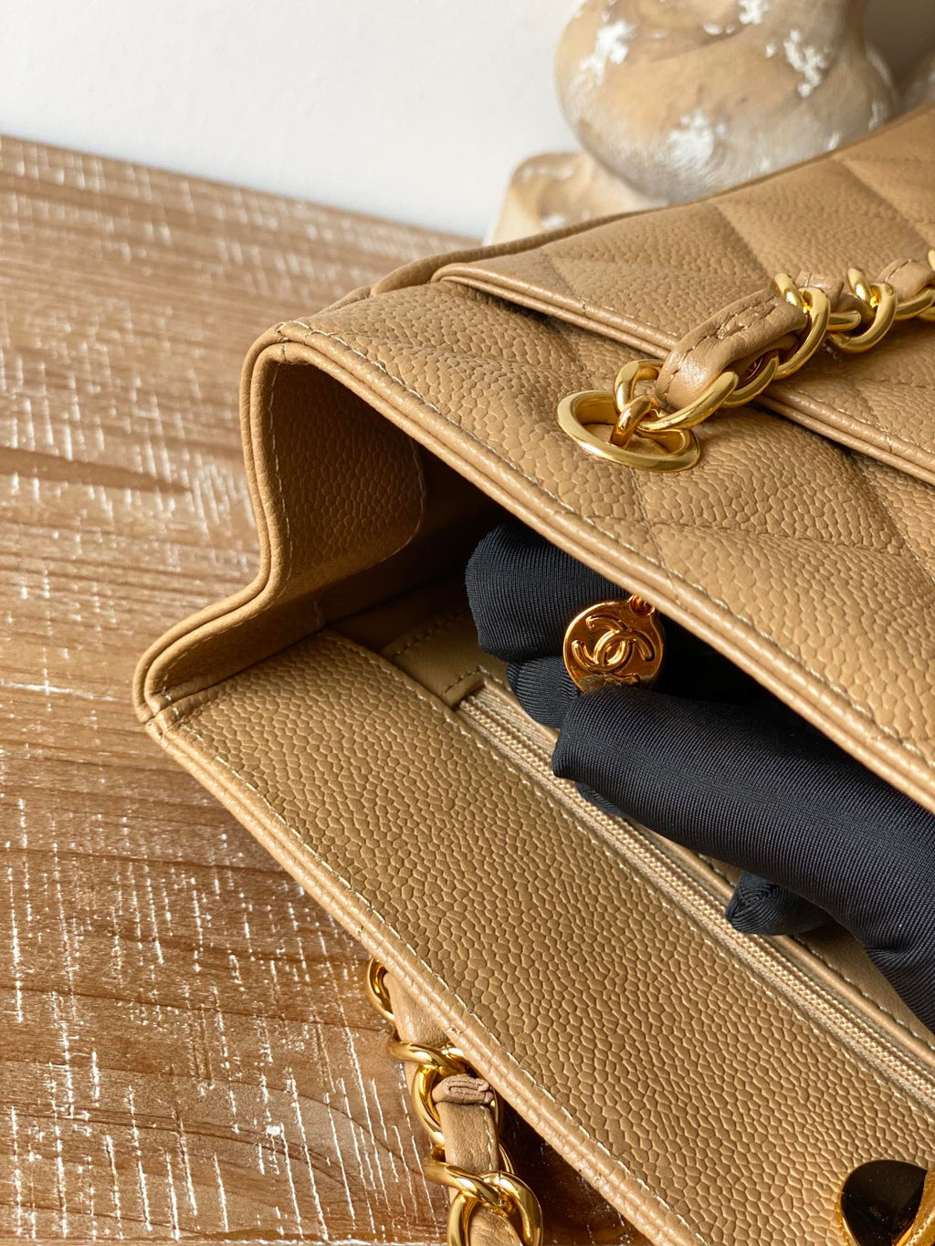 CHL -  Beige Large Quilted Caviar Tote Bag For Women 28LO/11in