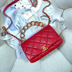 CHL -  Flap Bag Gold Hardware Red For Women Handbags, Shoulder Bags 7.9in/20LO AS3366