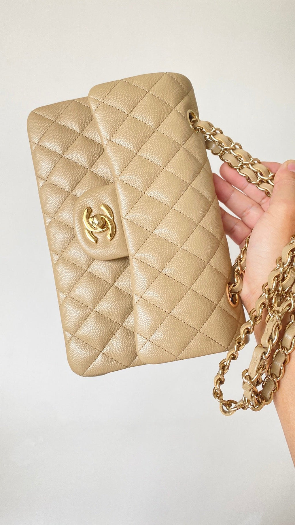 CHL - Small Classic Handbag Beige For Women Bags 9.1in/23LO