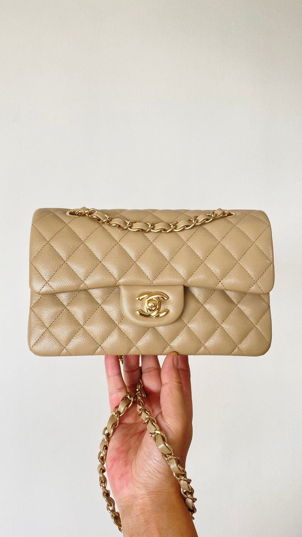CHL - Small Classic Handbag Beige For Women Bags 9.1in/23LO